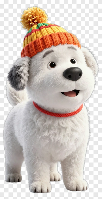 Cute Dog Wearing A Colorful Hat PNG