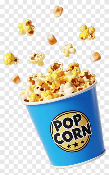 Popcorn Bucket With Flying Popcorn PNG