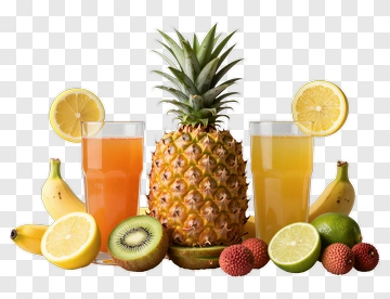 Tropical Fruit Arrangement With Juices PNG