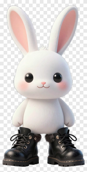 3D Cartoon Rabbit Wearing Boots PNG