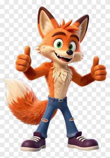 Cartoon Fox Character Giving Thumbs Up PNG