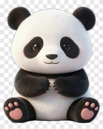 Cute Cartoon Panda Sitting PNG
