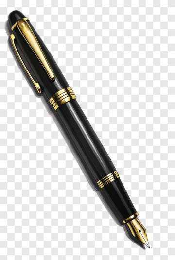 Fountain Pen With Gold Accents PNG