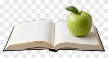 Open Book With Green Apple PNG