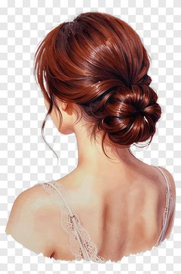 Woman With Elegant Bun Hairstyle PNG