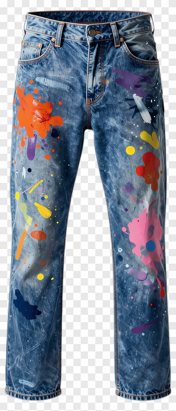 Paint Splattered Denim Jeans PNG