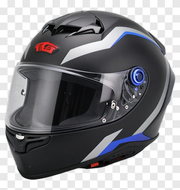Motorcycle Helmet With Blue Accents PNG