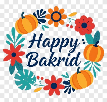 Happy Bakrid Floral Wreath PNG