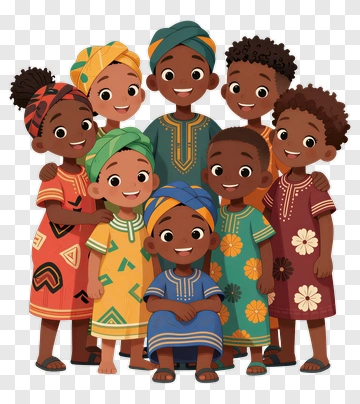 Happy Family Of Children In Colorful Traditional Attire PNG