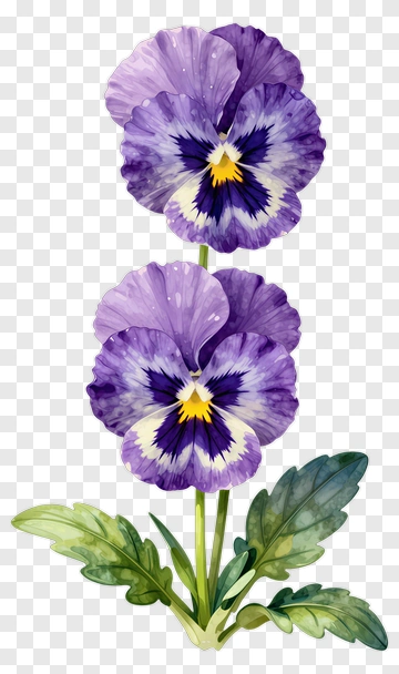 Watercolor Purple Pansy Flower PNG