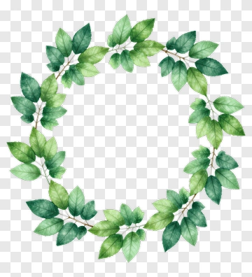 Watercolor Leaf Wreath PNG