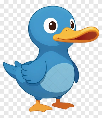 Cartoon Blue Duck Character PNG