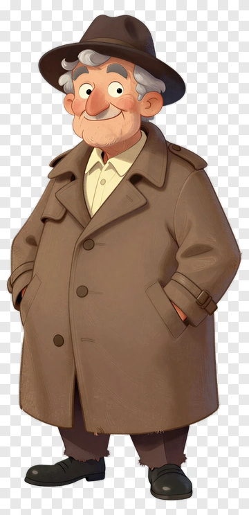 Cartoon Detective In Brown Coat PNG