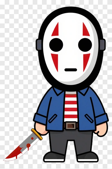 Cartoon Character Holding A Bloody Knife PNG