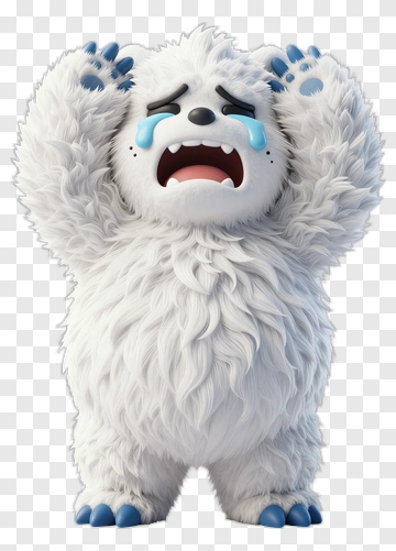 Cartoon Yeti Crying PNG