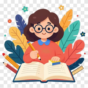 Cartoon Student Writing In A Notebook PNG
