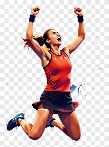 Tennis Player Celebrating A Victory PNG