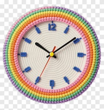 Colorful Crochet Clock PNG
