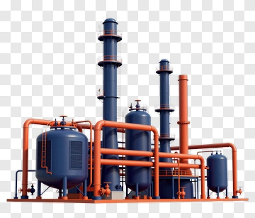 Industrial Processing Plant With Pipes And Tanks PNG