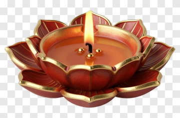 Lotus-Shaped Candle Holder With Flame PNG