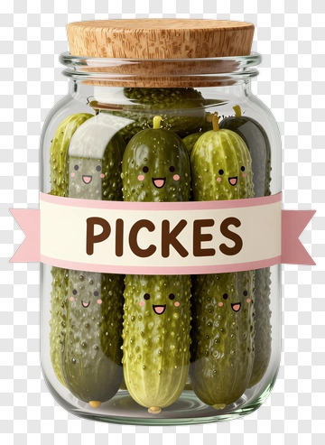 Cartoon Pickles In A Jar PNG