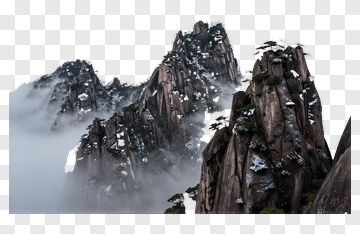 Mountain Peaks Covered In Snow And Fog PNG