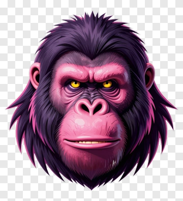 Cartoon Gorilla Head With Intense Expression PNG