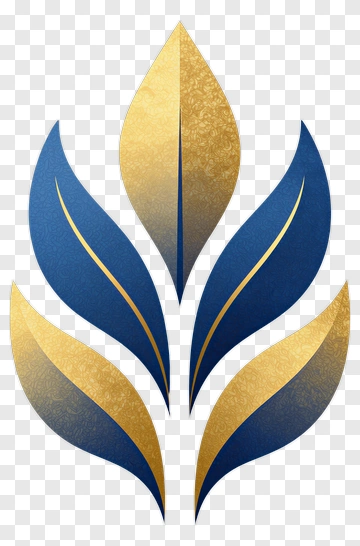 Stylized Blue And Gold Leaf Design PNG