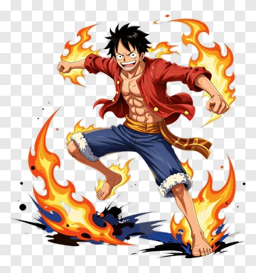 Cartoon Character Jumping With Flames PNG