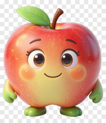 Cartoon Apple Character With Smiling Face PNG