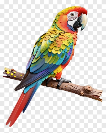 Colorful Parrot Perched On A Branch PNG