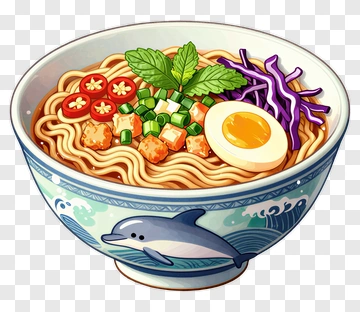 Colorful Ramen Bowl With Egg And Vegetables PNG