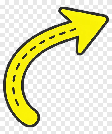 Yellow Curved Arrow PNG