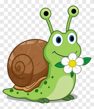 Cartoon Snail Holding A Flower PNG