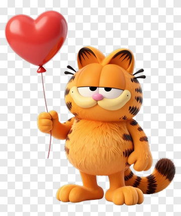 Cartoon Cat Holding A Heart Balloon PNG