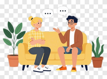 Friends Having A Conversation On A Couch PNG