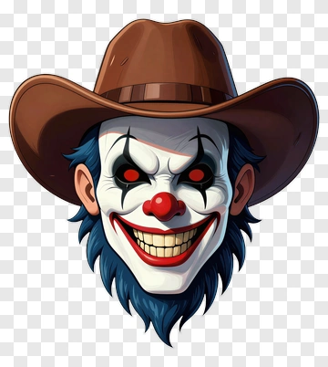 Cartoon Clown With Cowboy Hat PNG