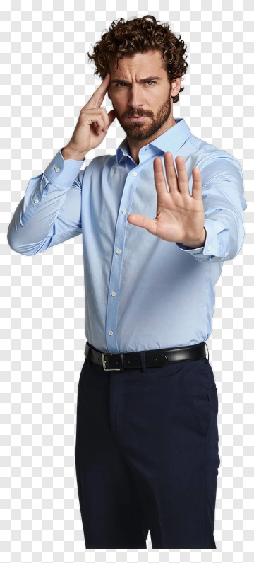 Businessman Gesturing With Raised Hand PNG