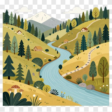Scenic Mountain River Landscape PNG
