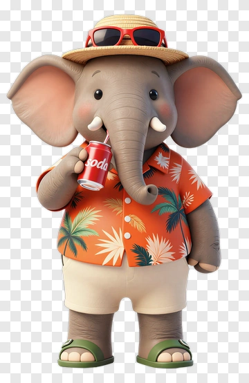 Cartoon Elephant Holding A Soda PNG
