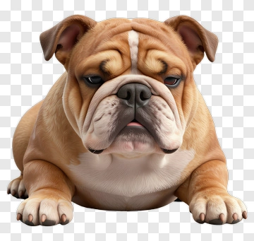 Realistic Bulldog Lying Down PNG