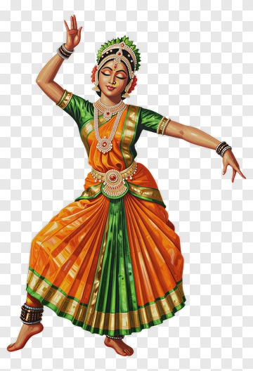 Classical Dancer In Colorful Traditional Attire PNG