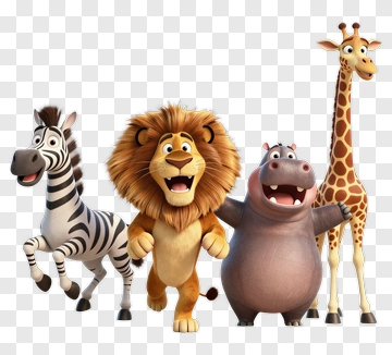 Cartoon Animal Characters Group PNG