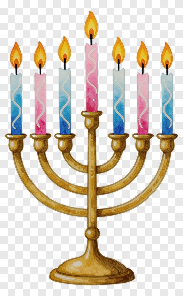 Colorful Menorah With Candles PNG