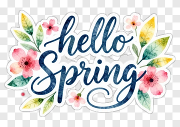 Hello Spring Floral Design PNG