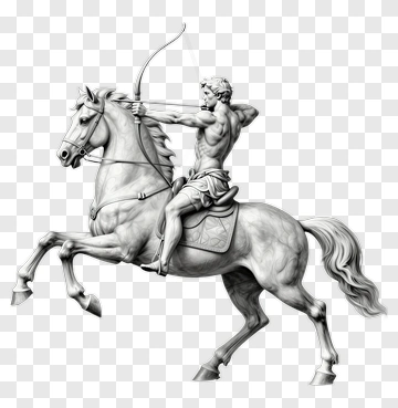 Sculpture Of A Horseman Shooting An Arrow PNG