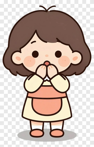 Cartoon Girl With Hands On Face PNG