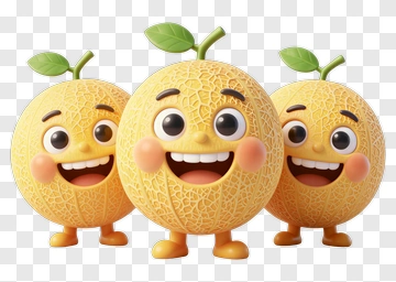 Cartoon Melon Characters With Smiling Faces PNG