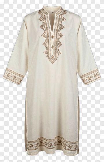 Embroidered White Kaftan Dress PNG