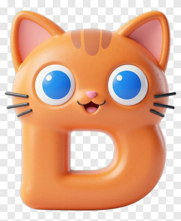 Cartoon Cat Letter D PNG